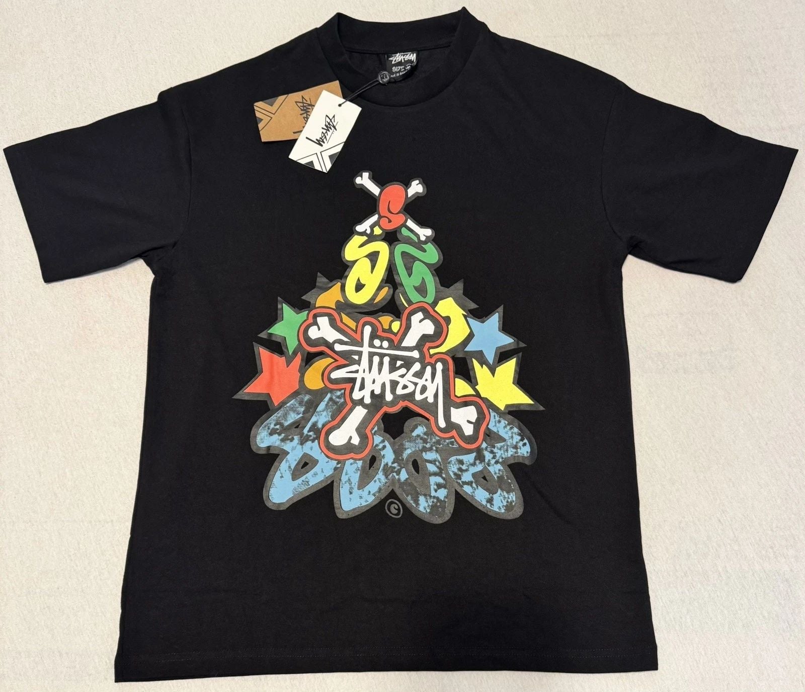 Stussy Graphic Print Logo Cotton Graffiti Crew Neck Shirt Medium Rare Brand New Unisex T-shirt, Sweatshirt, Hoodie, Long Sleeve Tee - T-Shirt, Sweatshirt, Hoodie