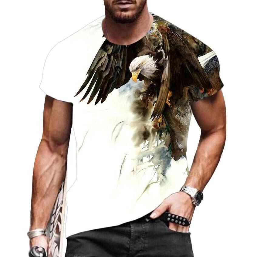 Mens T-Shirt Eagle White Fashion Graphic Print Short Sleeve Streetwear Tee Shirt Unisex T-shirt, Sweatshirt, Hoodie, Long Sleeve Tee - T-Shirt, Sweatshirt, Hoodie