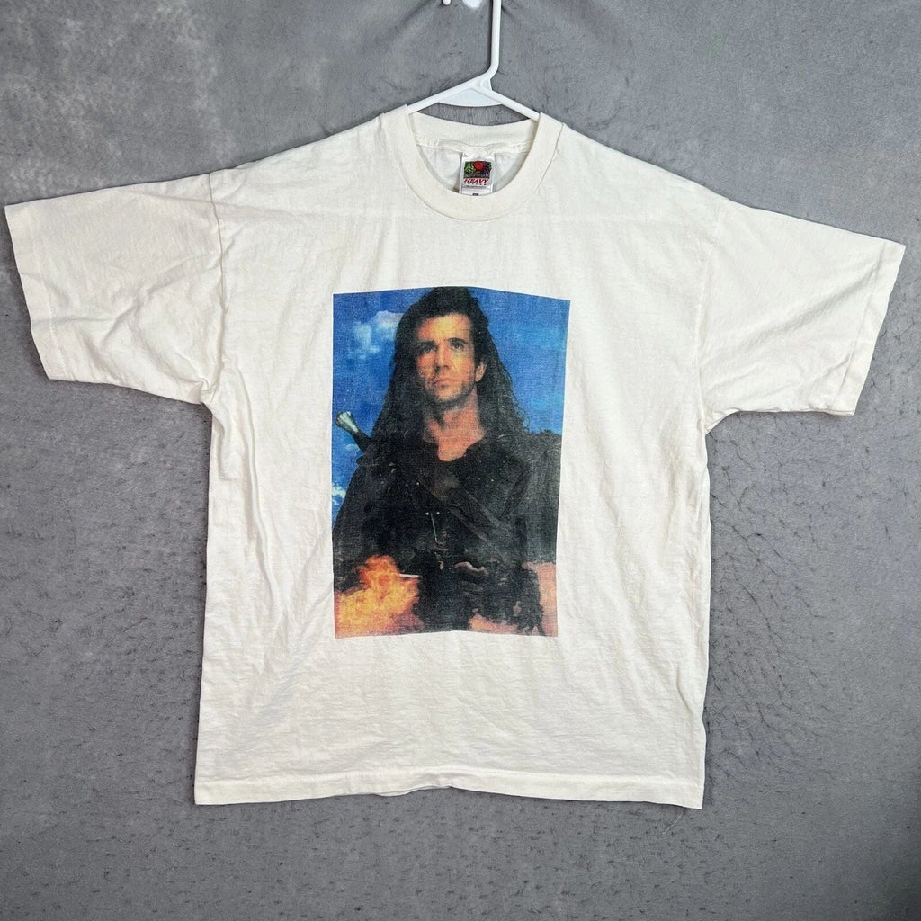 Vintage 90s Mel Gibson Braveheart Movie Promo T Shirt Adult XL White Mens Unisex T-shirt, Sweatshirt, Hoodie, Long Sleeve Tee - T-Shirt, Sweatshirt, Hoodie