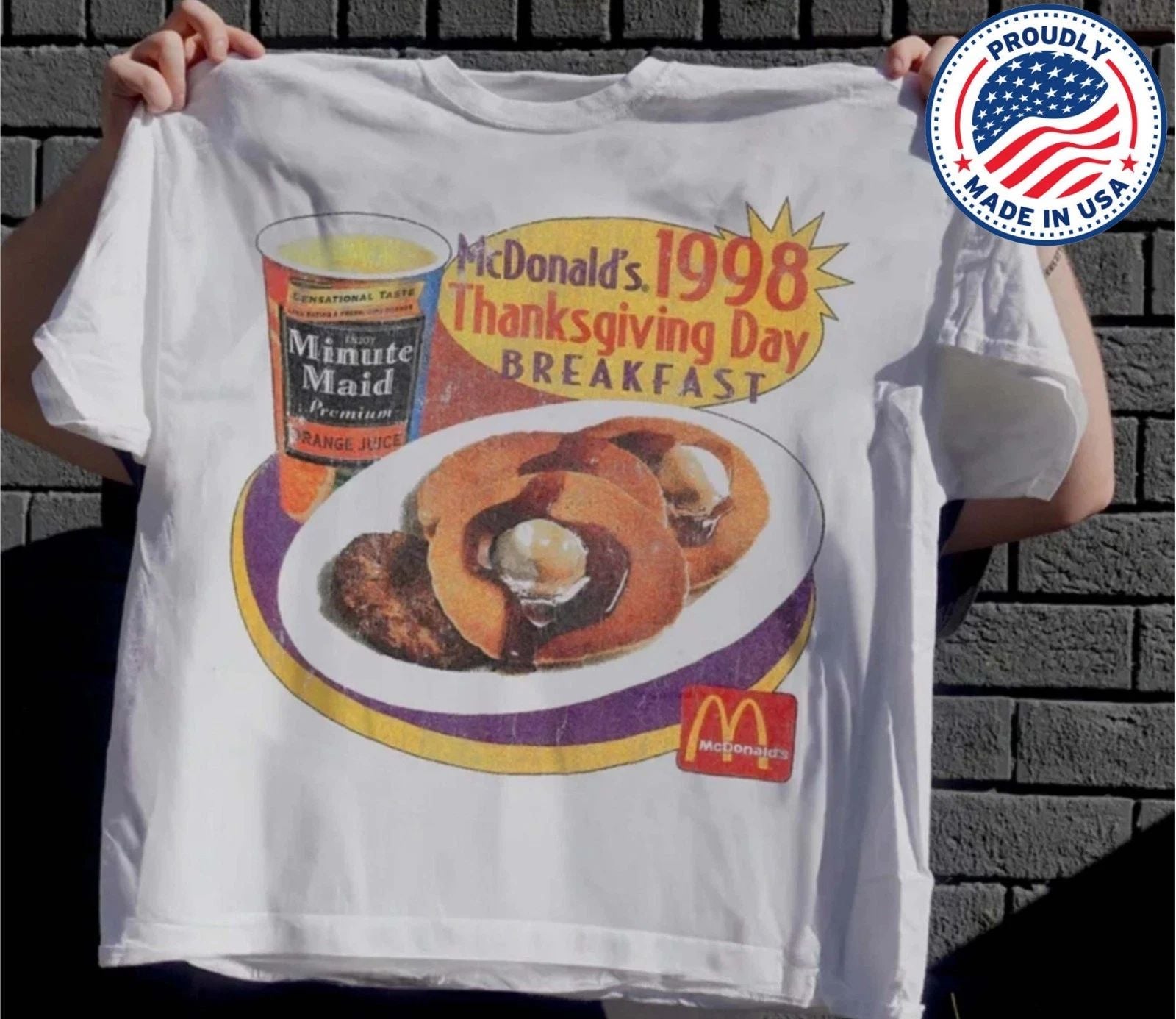 NEW!!! McDonalds '98 Thanksgiving Breakfast Promo Vintage T-Shirt Unisex T-shirt, Sweatshirt, Hoodie, Long Sleeve Tee - T-Shirt, Sweatshirt, Hoodie