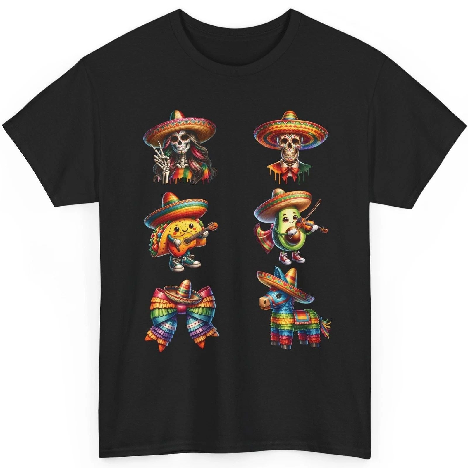 Cinco De Mayo T Shirt Sugar Skull Taco Avocado Fiesta Piata Graphic Top Unisex T-shirt, Sweatshirt, Hoodie, Long Sleeve Tee - T-Shirt, Sweatshirt, Hoodie