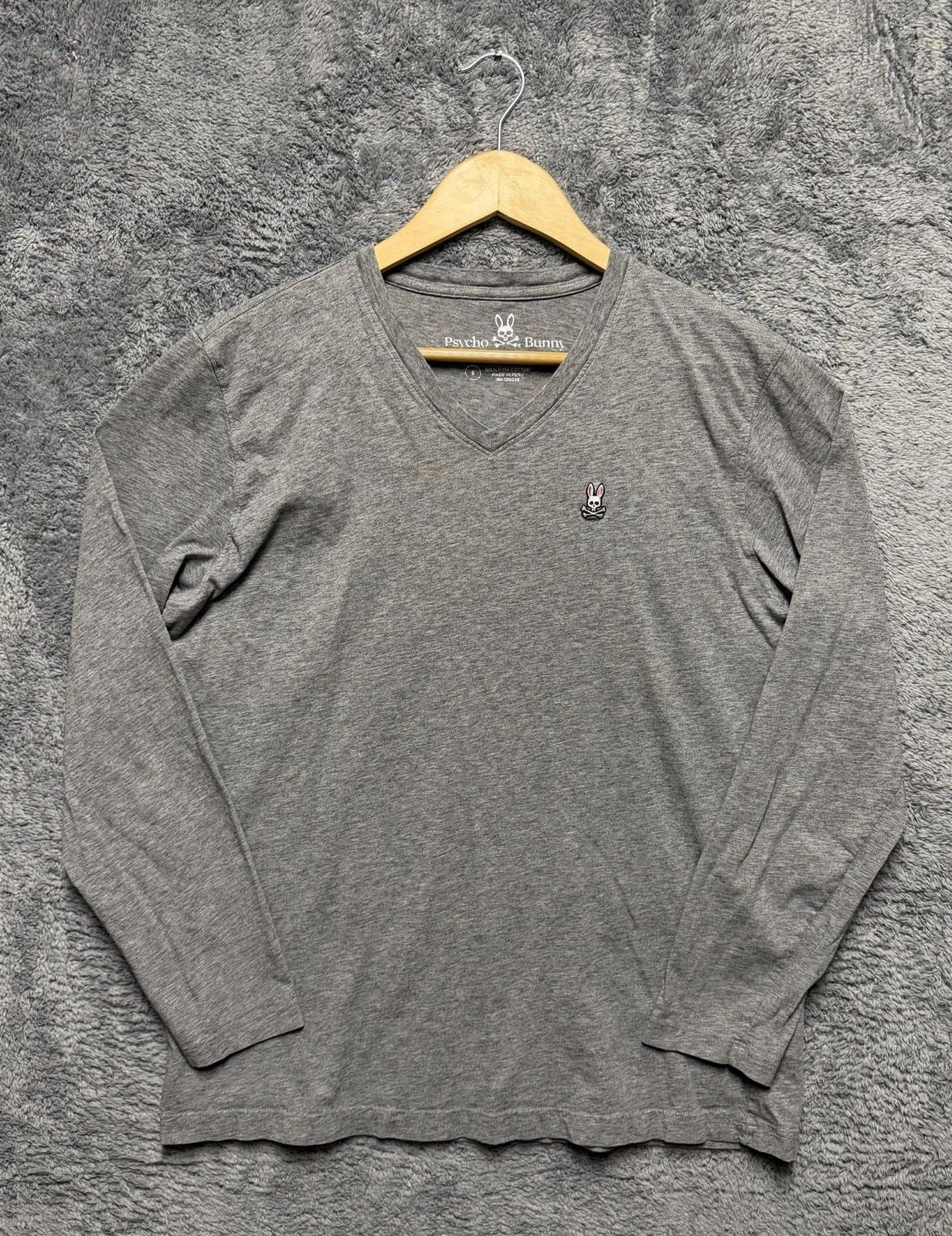 Psycho Bunny T-Shirt Mens 6 L Gray 100% Pima Cotton Long Sleeve V-Neck Unisex T-shirt, Sweatshirt, Hoodie, Long Sleeve Tee - T-Shirt, Sweatshirt, Hoodie