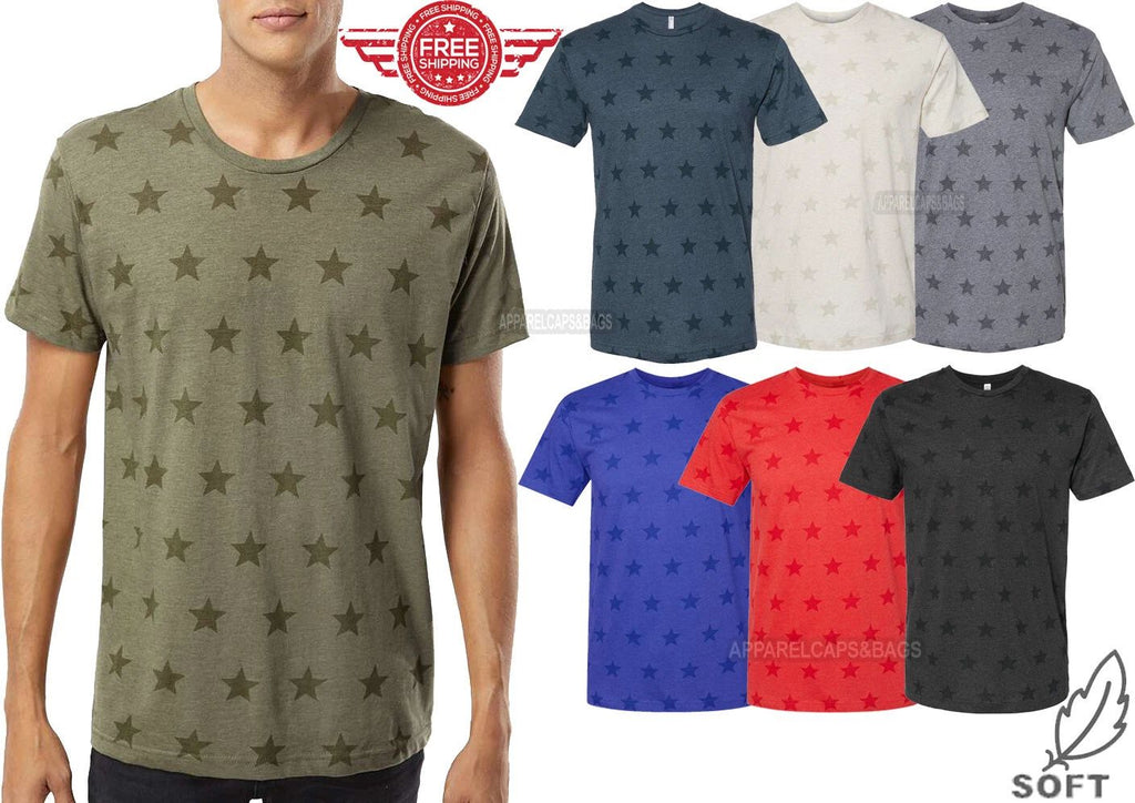 Mens Star Print T-Shirt Soft Blended Fine Jersey Tee S-XL 2XL, 3XL NEW! Unisex T-shirt, Sweatshirt, Hoodie, Long Sleeve Tee - T-Shirt, Sweatshirt, Hoodie