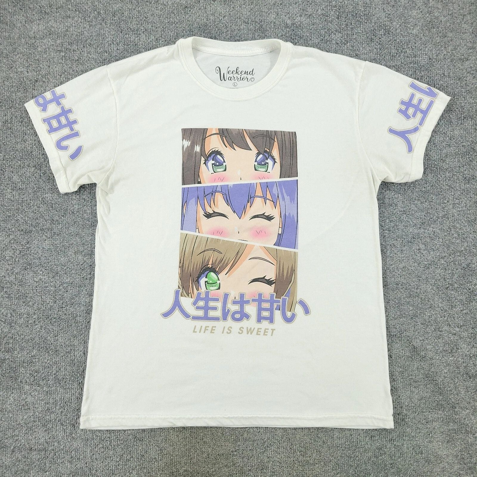 Weekend Warrior Shirt Men's Large White Life Is Sweet Anime Manga Short Sleeve Unisex T-shirt, Sweatshirt, Hoodie, Long Sleeve Tee - T-Shirt, Sweatshirt, Hoodie
