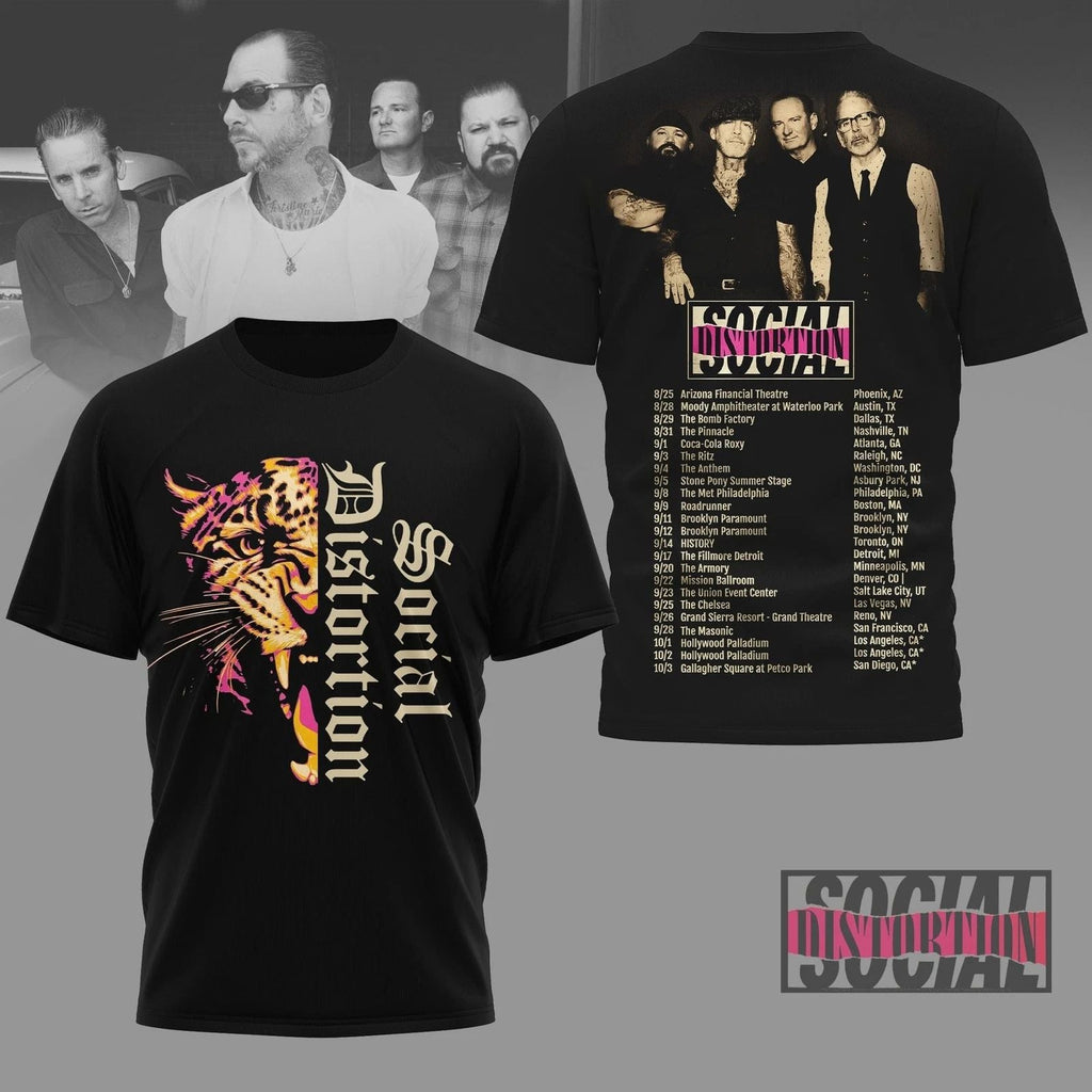 Social Distortion Tour T-Shirt Punk Rock Band Concert Tour Dates Black Tee S-4XL Unisex T-shirt, Sweatshirt, Hoodie, Long Sleeve Tee - T-Shirt, Sweatshirt, Hoodie
