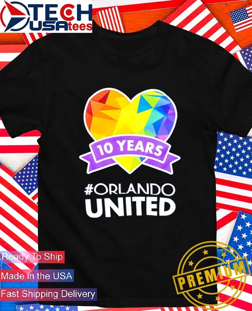 Orlando City SC 10 years Orlando United Pride heart shirt Unisex T-shirt, Sweatshirt, Hoodie, Long Sleeve Tee - T-Shirt, Sweatshirt, Hoodie