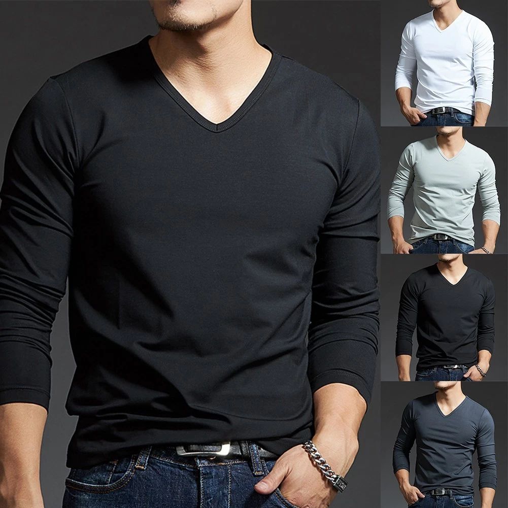 Active Men's V Neck Slim Blouse Long Sleeves Muscle Tee for a Stylish Look Unisex T-shirt, Sweatshirt, Hoodie, Long Sleeve Tee - T-Shirt, Sweatshirt, Hoodie