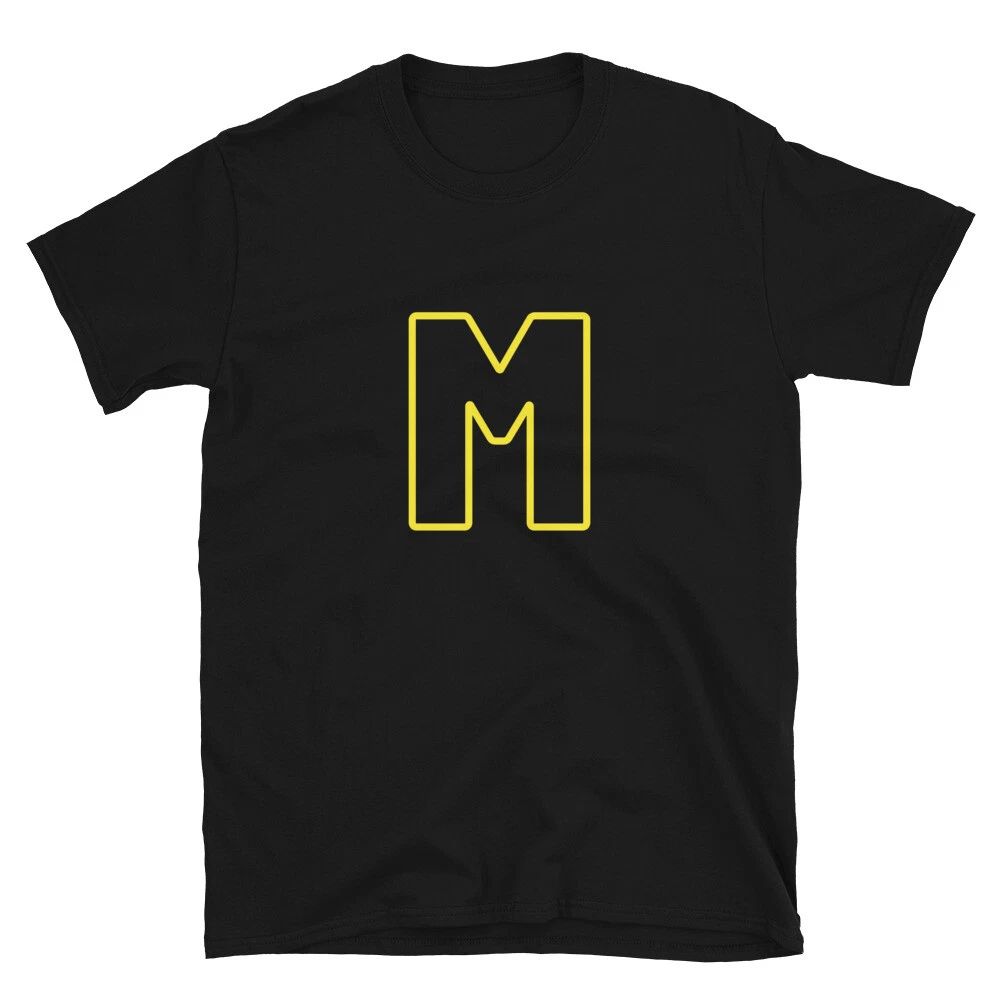 Letter  M Yellow Bold Font Simple Black T-Shirt Unisex T-shirt, Sweatshirt, Hoodie, Long Sleeve Tee - T-Shirt, Sweatshirt, Hoodie
