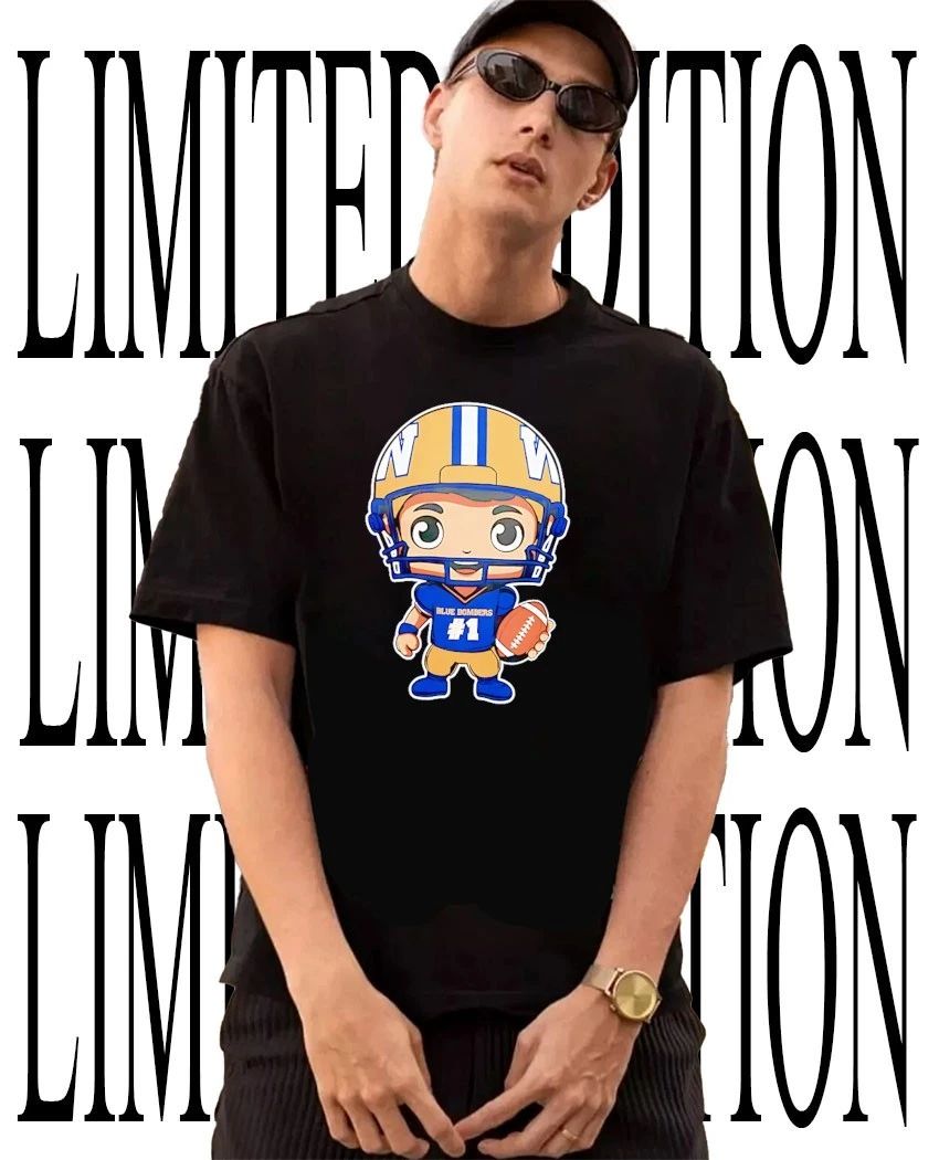 Winnipeg Blue Bombers #1 Chibi Football Player Cartoon shirt Unisex T-shirt, Sweatshirt, Hoodie, Long Sleeve Tee - T-Shirt, Sweatshirt, Hoodie