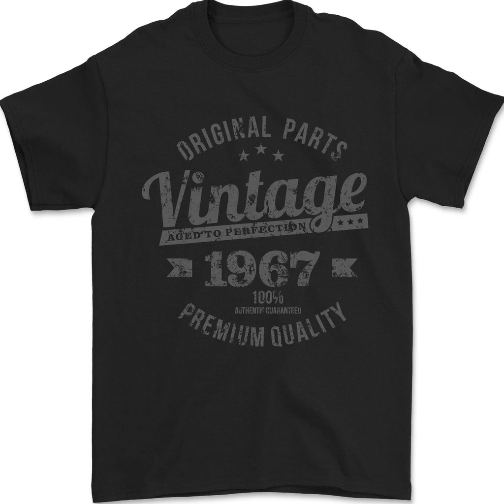 Vintage Year 59th Birthday 1967 Mens T-Shirt 100% Cotton Black Unisex T-shirt, Sweatshirt, Hoodie, Long Sleeve Tee - T-Shirt, Sweatshirt, Hoodie
