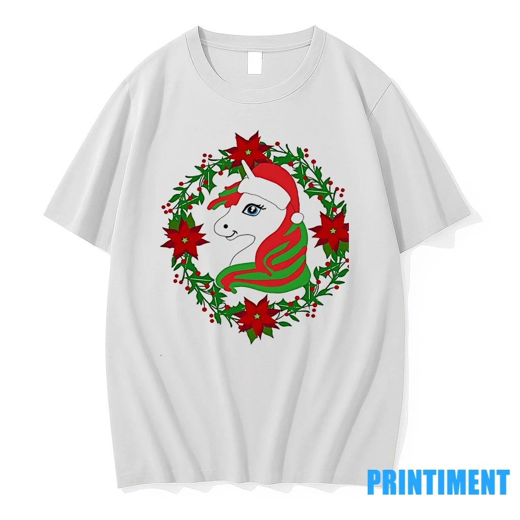 Christmas Unicorn Poinsettia Wreath Holiday Tshirts Sweater Unisex T-shirt, Sweatshirt, Hoodie, Long Sleeve Tee - T-Shirt, Sweatshirt, Hoodie
