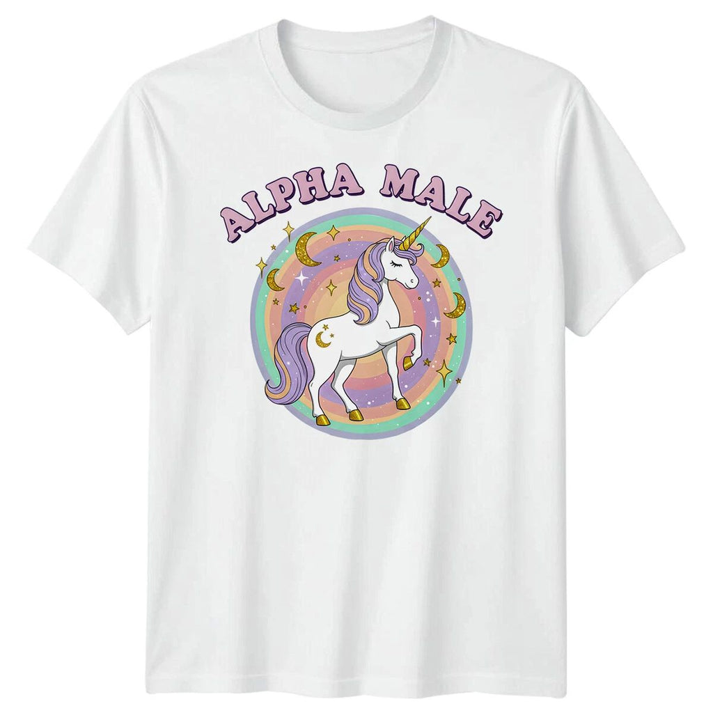 Alpha Male Unicorn Fantasy Mens T-Shirt Magic Rainbow Tee Unisex T-shirt, Sweatshirt, Hoodie, Long Sleeve Tee - T-Shirt, Sweatshirt, Hoodie