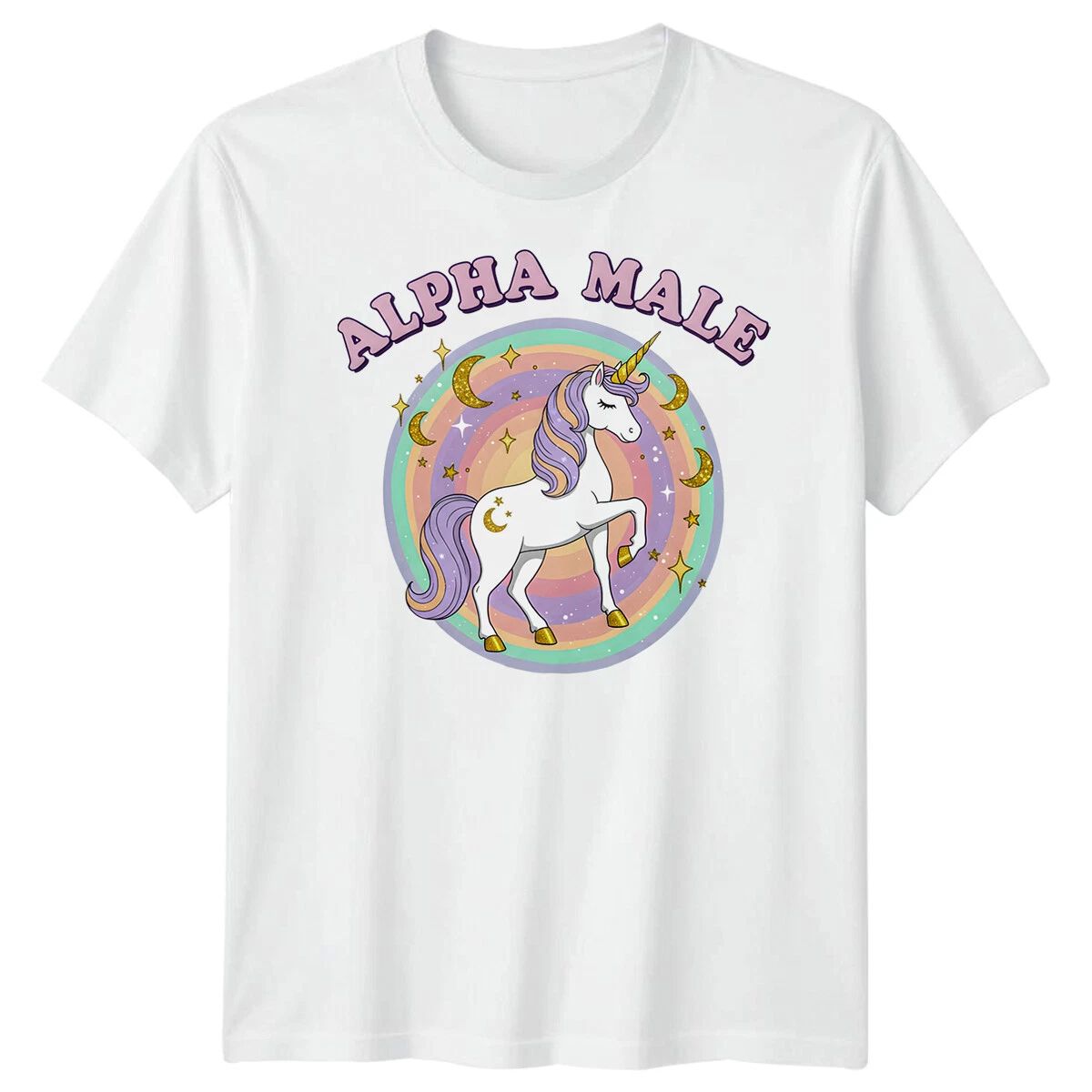 Alpha Male Unicorn Fantasy Mens T-Shirt Magic Rainbow Tee Unisex T-shirt, Sweatshirt, Hoodie, Long Sleeve Tee - T-Shirt, Sweatshirt, Hoodie
