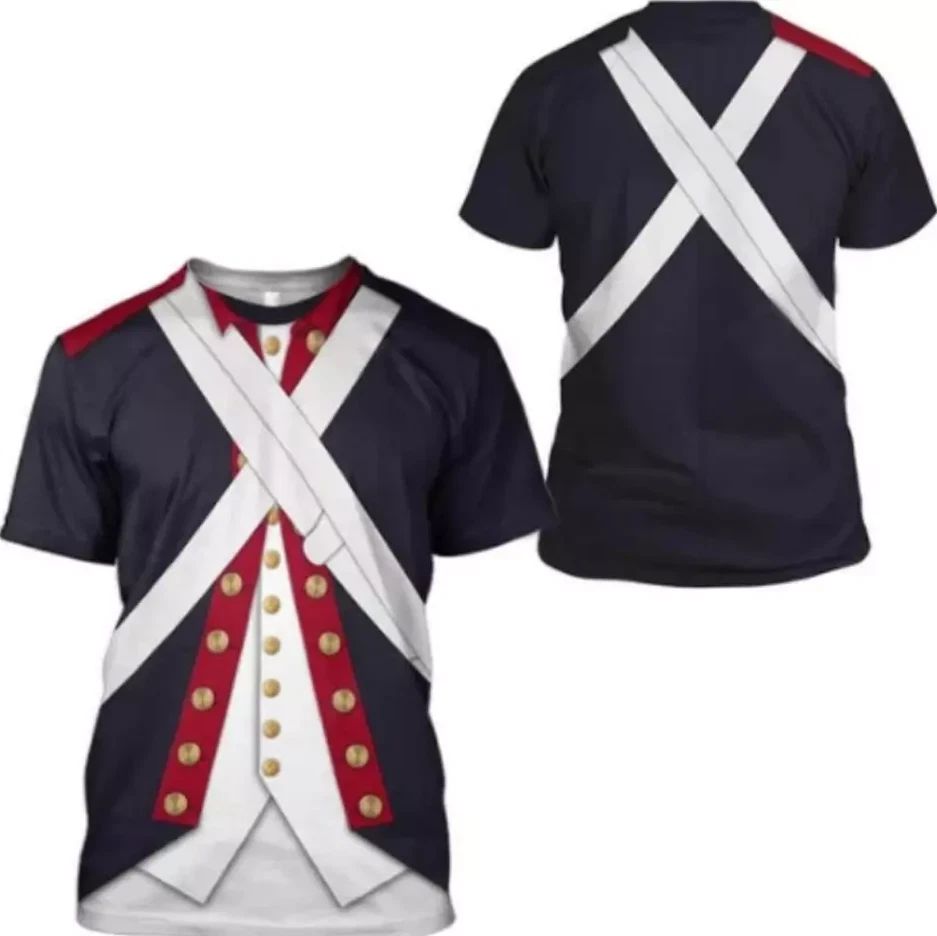 Revolutionary War Uniform Costume 3D Printed Army T Shirt Size S-5XL Unisex T-shirt, Sweatshirt, Hoodie, Long Sleeve Tee - T-Shirt, Sweatshirt, Hoodie