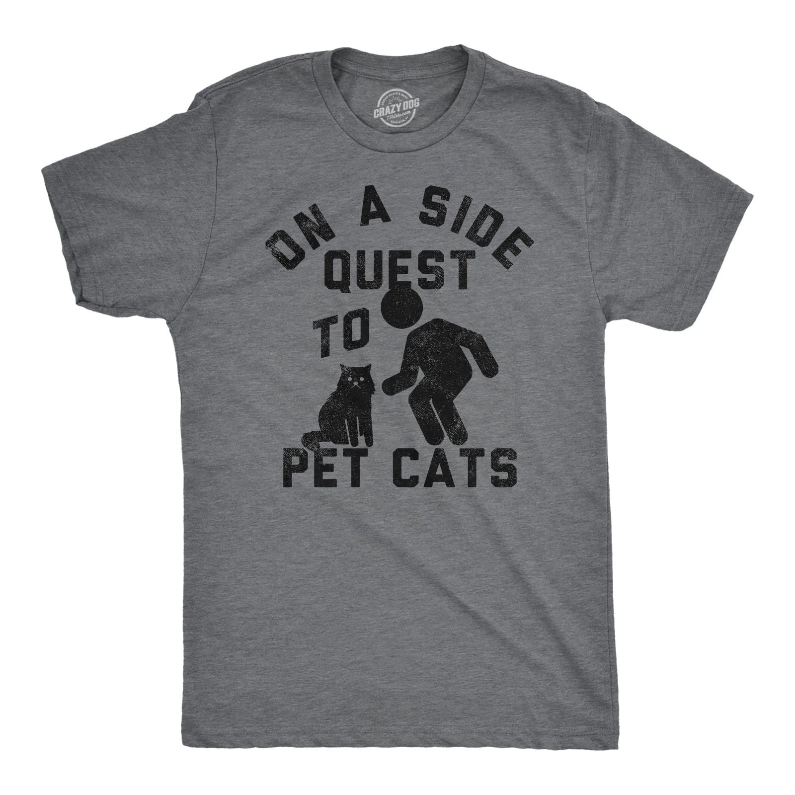 Mens Funny T Shirts On A Side Quest to Pet Cats Sarcastic Kitten Graphic Tee for Unisex T-shirt, Sweatshirt, Hoodie, Long Sleeve Tee - T-Shirt, Sweatshirt, Hoodie