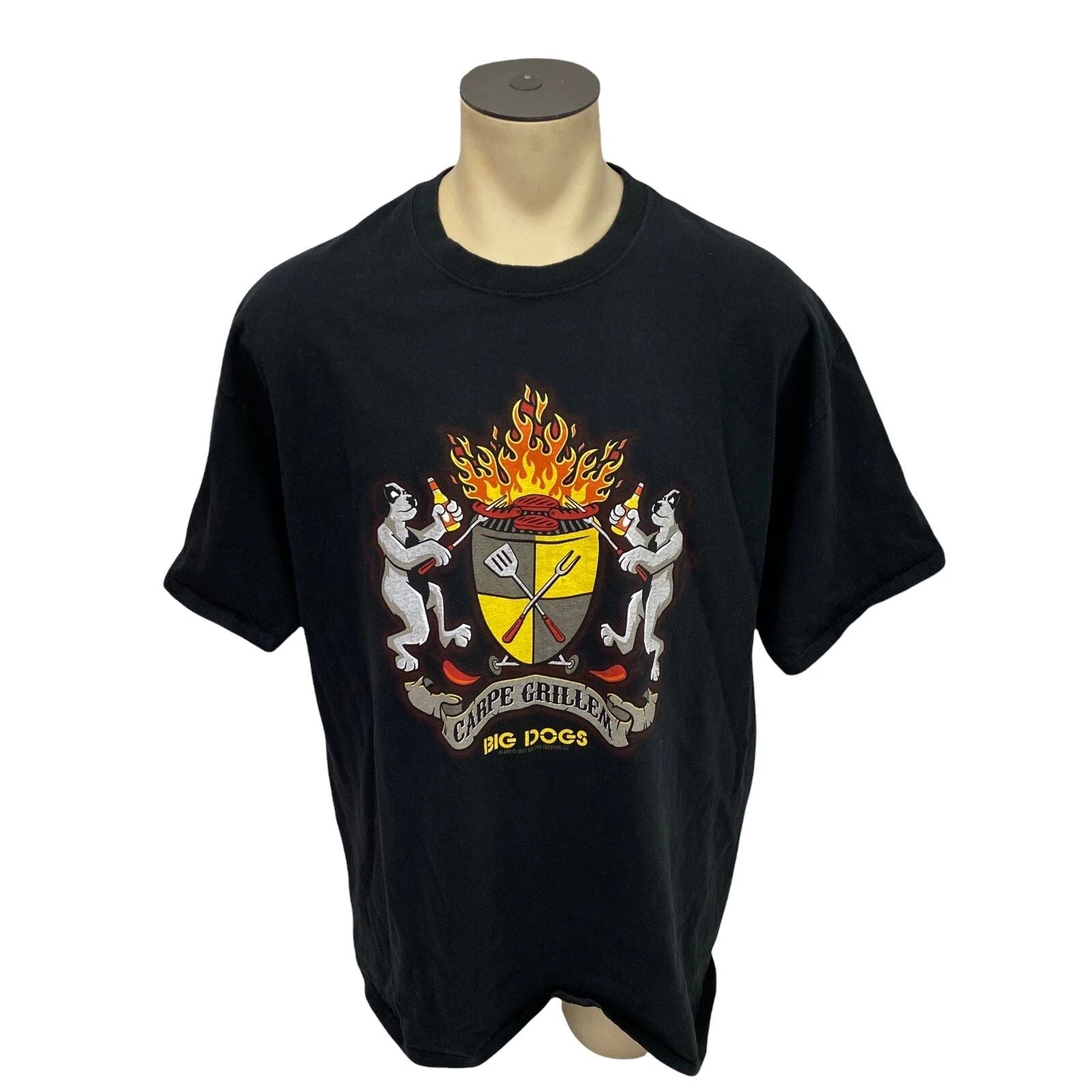 Big Dog T Shirt Mens 2XL Carpe Grillem Hanes BBQ Summer Tailgate Party Campfire Unisex T-shirt, Sweatshirt, Hoodie, Long Sleeve Tee - T-Shirt, Sweatshirt, Hoodie