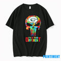Skull X Green Bay Packers Autism Its Ok To Be Different Tshirts Sweater Unisex T-shirt, Sweatshirt, Hoodie, Long Sleeve Tee - T-Shirt, Sweatshirt, Hoodie