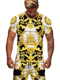 T Shirt Baroque Fashion Off White Gold Yellow Leaf Party Men Short Sleeve Trendy Unisex T-shirt, Sweatshirt, Hoodie, Long Sleeve Tee - T-Shirt, Sweatshirt, Hoodie