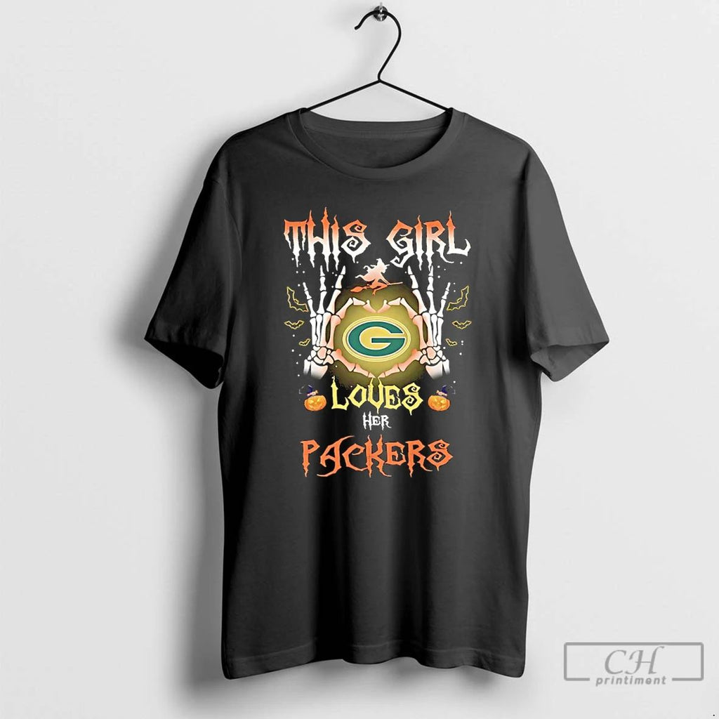 Classic This Girl Loves Her Green Bay Packers Halloween 2025 T Shirts Unisex T-shirt, Sweatshirt, Hoodie, Long Sleeve Tee - T-Shirt, Sweatshirt, Hoodie