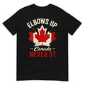 Elbows Up Canada Never 51 Canada Flag T-Shirt Unisex T-shirt, Sweatshirt, Hoodie, Long Sleeve Tee - T-Shirt, Sweatshirt, Hoodie