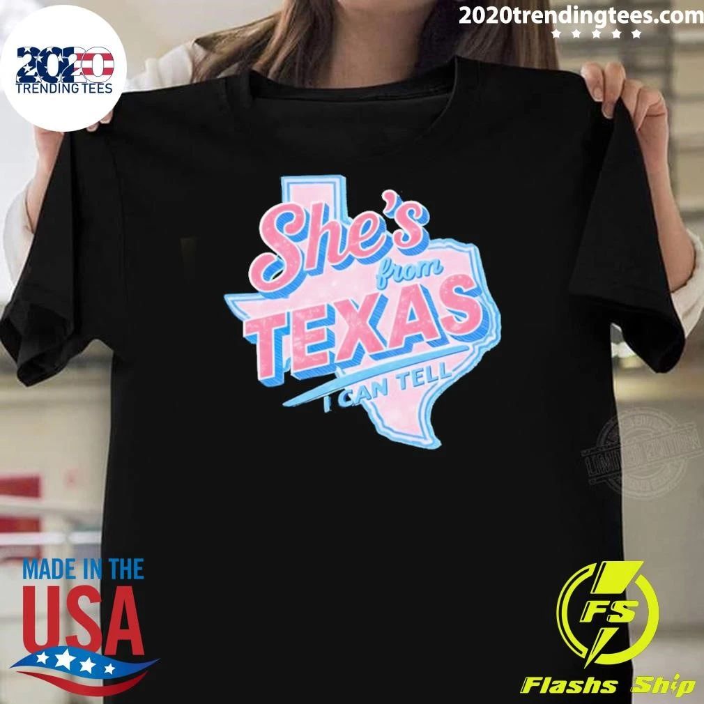Map USA 2026 Shes From Texas I Can Tell Texas Vintage Shirt Unisex T-shirt, Sweatshirt, Hoodie, Long Sleeve Tee - T-Shirt, Sweatshirt, Hoodie
