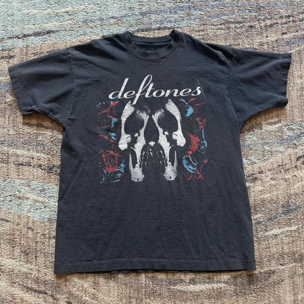 Deftones Rock Skull Bones Roses Punk  Unisex Black T-shirt Size S-5XL Unisex T-shirt, Sweatshirt, Hoodie, Long Sleeve Tee - T-Shirt, Sweatshirt, Hoodie