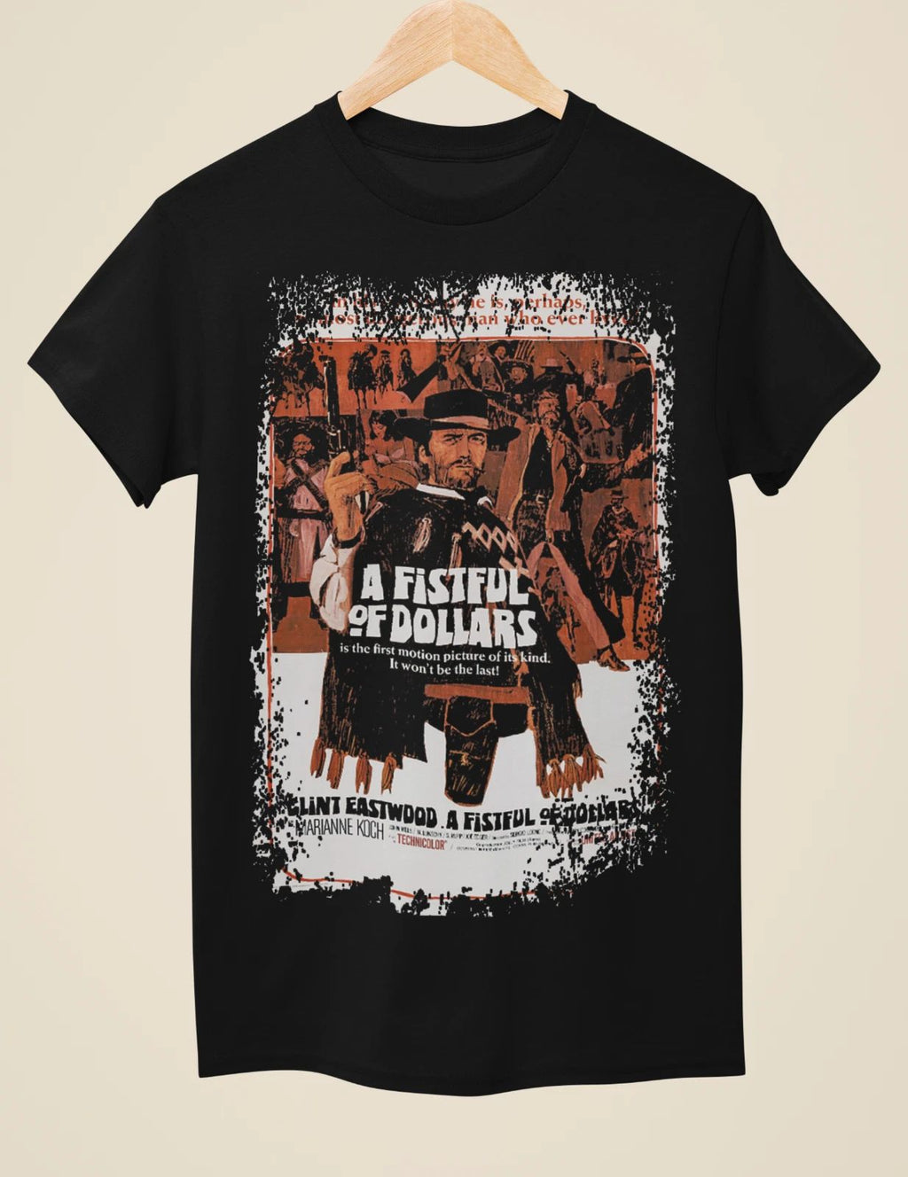 A Fistful of Dollars - Western Movie Poster Inspired Unisex Black T-Shirt Unisex T-shirt, Sweatshirt, Hoodie, Long Sleeve Tee - T-Shirt, Sweatshirt, Hoodie