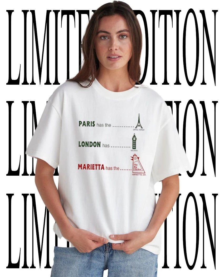 Paris has the Eiffel Tower London has Big Ben Marietta has The Big Chicken shirt Unisex T-shirt, Sweatshirt, Hoodie, Long Sleeve Tee - T-Shirt, Sweatshirt, Hoodie