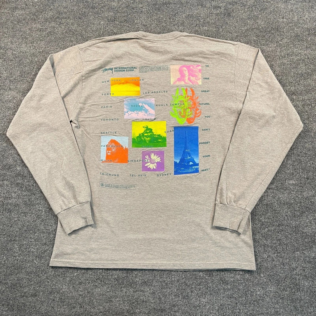 Vintage Y2K Stussy Great-Future Global Street Culture Shirt Large 21x27 Gray Unisex T-shirt, Sweatshirt, Hoodie, Long Sleeve Tee - T-Shirt, Sweatshirt, Hoodie