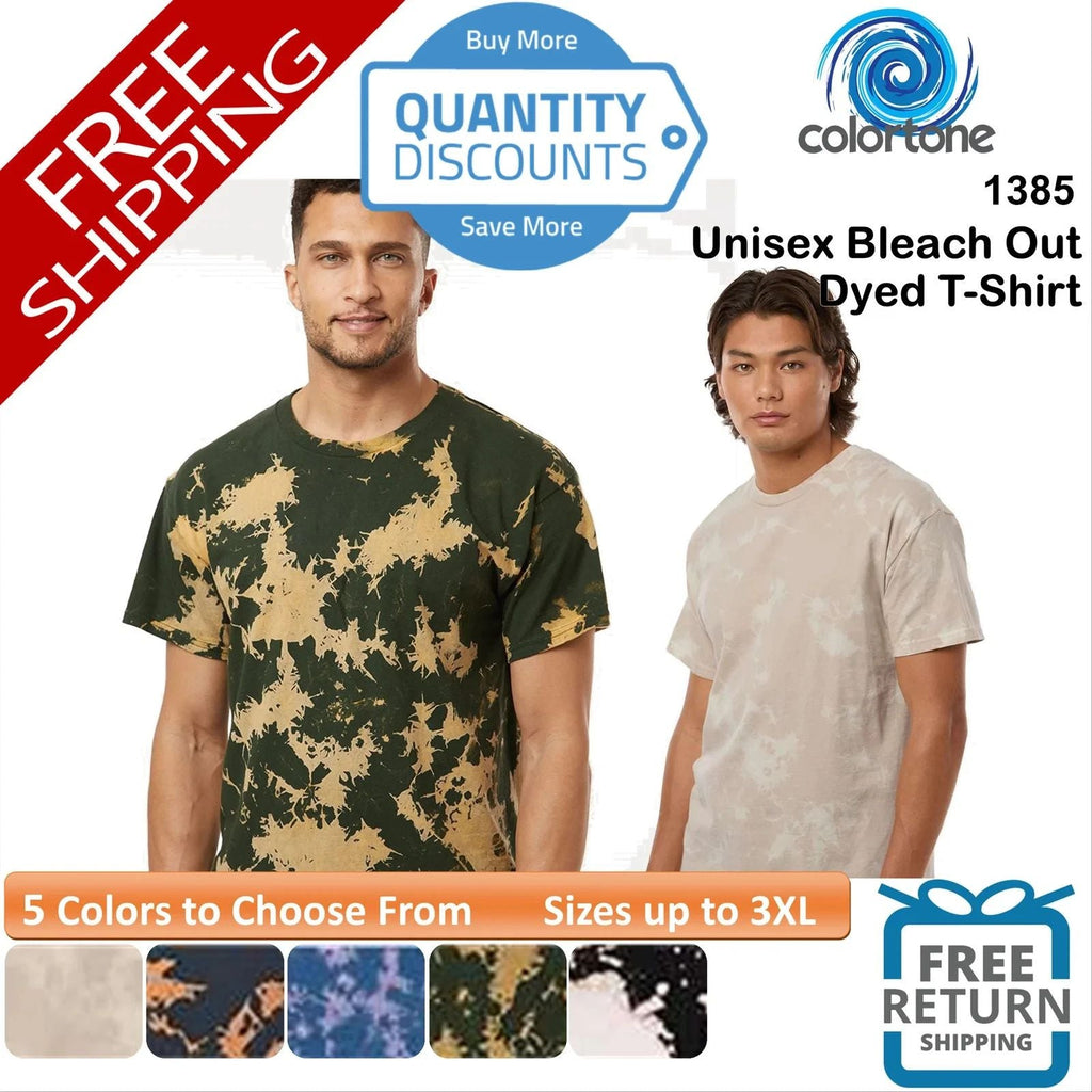 Colortone Unisex Bleach Out Dyed Cotton Short Sleeve T-Shirt Up To 3XL 1385 Unisex T-shirt, Sweatshirt, Hoodie, Long Sleeve Tee - T-Shirt, Sweatshirt, Hoodie