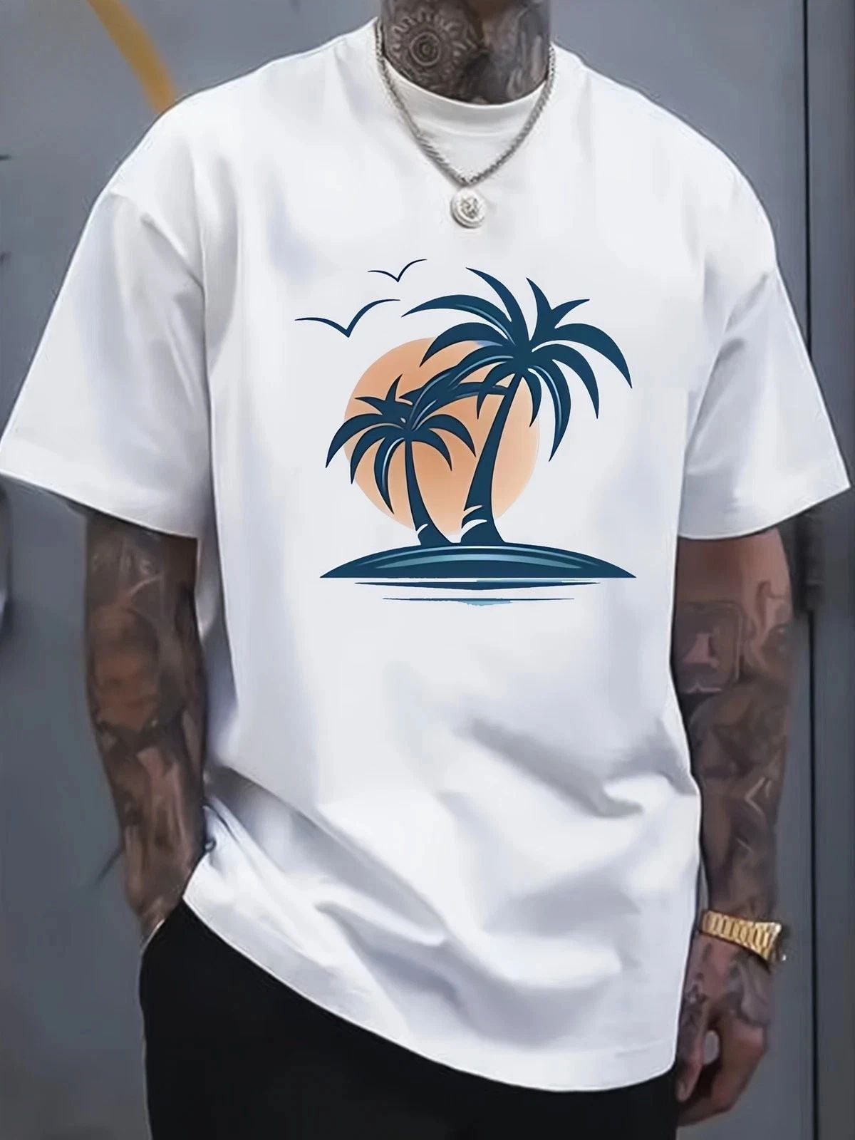 Mens Coconut Tree Graphic T-Shirt Tropical Beach Summer Vacation Tee Unisex T-shirt, Sweatshirt, Hoodie, Long Sleeve Tee - T-Shirt, Sweatshirt, Hoodie