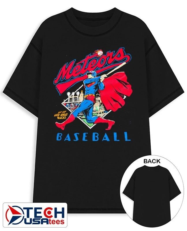 Superman Meteors Baseball up up and away back shirt Unisex T-shirt, Sweatshirt, Hoodie, Long Sleeve Tee - T-Shirt, Sweatshirt, Hoodie