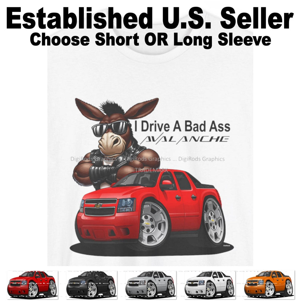 DigiRods Chevy Avalanche Hot Rod Truck Drive Bad Ass Cartoon Car White T Shirt Unisex T-shirt, Sweatshirt, Hoodie, Long Sleeve Tee - T-Shirt, Sweatshirt, Hoodie