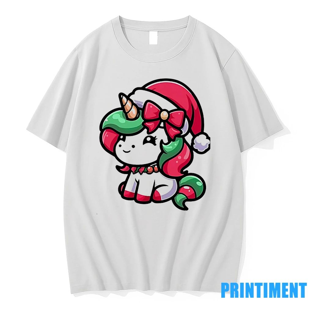 Cute Santa Unicorn Red Bow Christmas Tshirts Sweater Unisex T-shirt, Sweatshirt, Hoodie, Long Sleeve Tee - T-Shirt, Sweatshirt, Hoodie