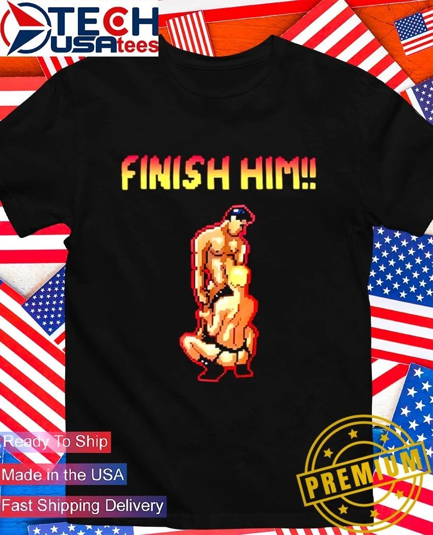 Finish Him Gay Game 8 Bit shirt Unisex T-shirt, Sweatshirt, Hoodie, Long Sleeve Tee - T-Shirt, Sweatshirt, Hoodie