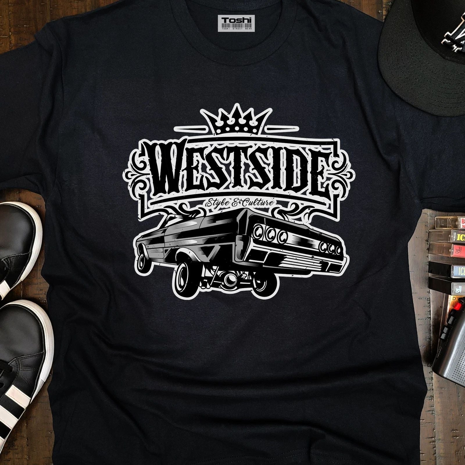 Westside Lowrider Tee Unisex Adult T-Shirt Westcoast Hip Hop Rap Old School Tee Unisex T-shirt, Sweatshirt, Hoodie, Long Sleeve Tee - T-Shirt, Sweatshirt, Hoodie
