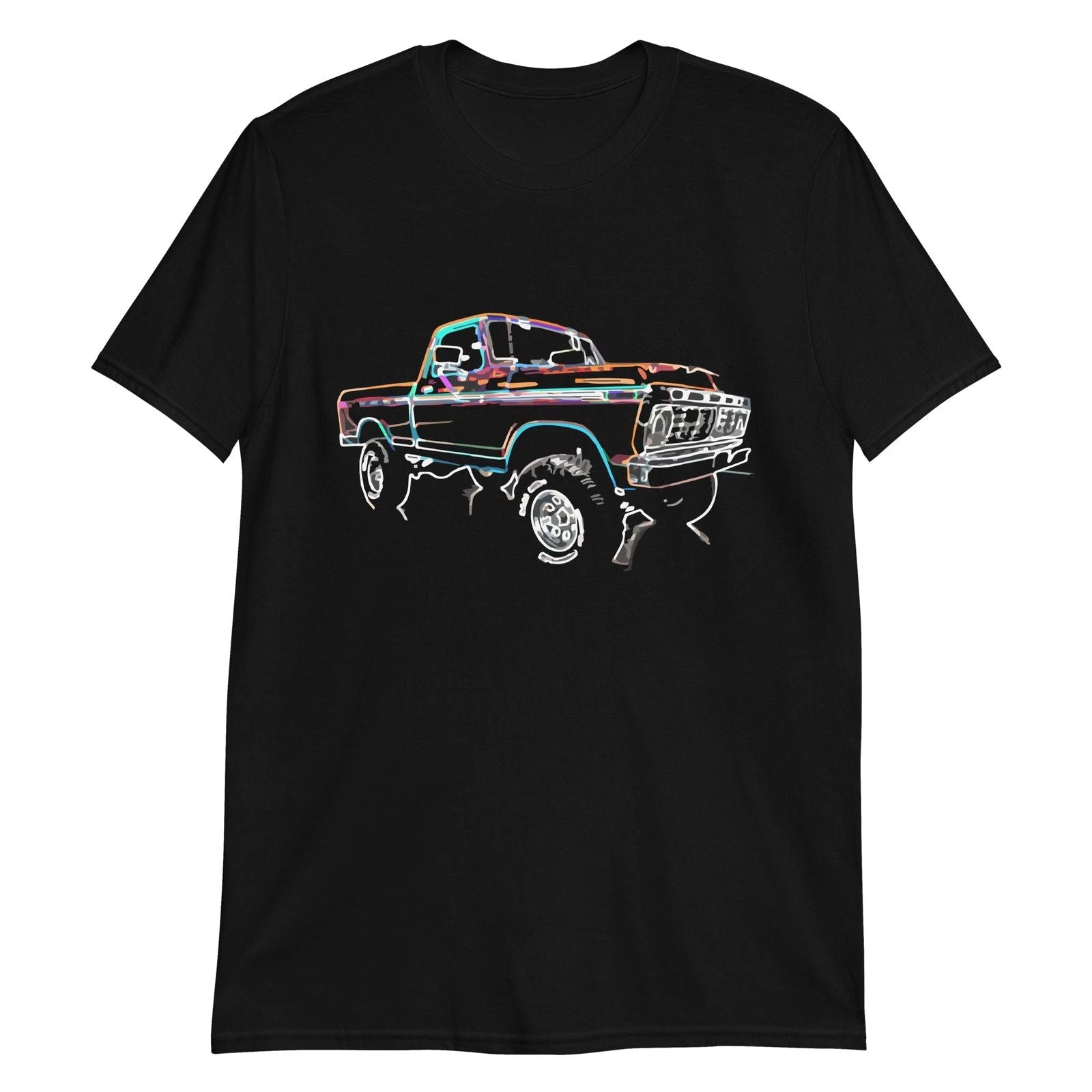 1975 Ford F100 Vintage Pickup Truck Outline Art Short-Sleeve Unisex T-Shirt Unisex T-shirt, Sweatshirt, Hoodie, Long Sleeve Tee - T-Shirt, Sweatshirt, Hoodie