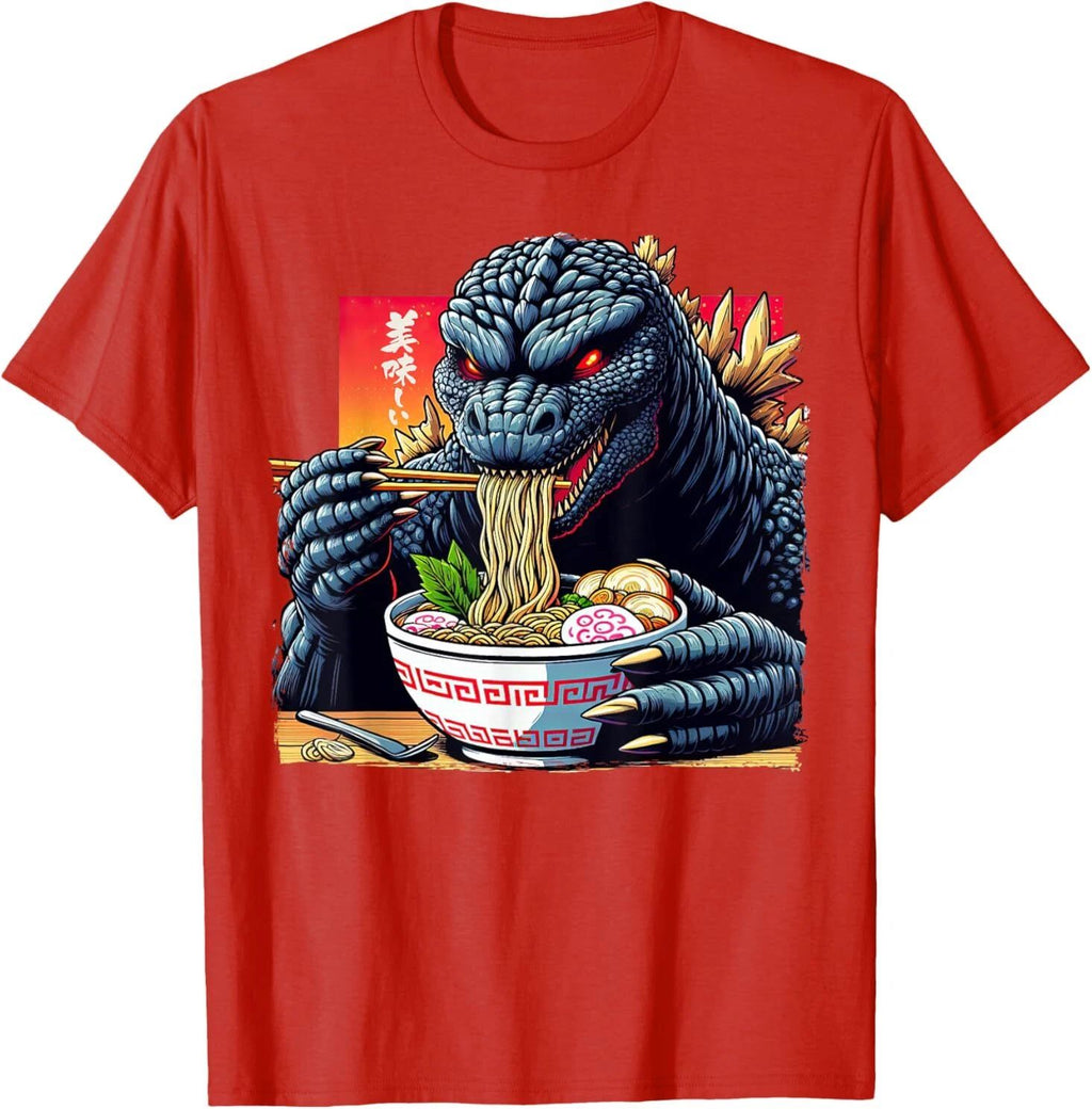 Funny Kaiju Eating Ramen Japanese Monster Lover Birthday T-Shirt Unisex T-shirt, Sweatshirt, Hoodie, Long Sleeve Tee - T-Shirt, Sweatshirt, Hoodie