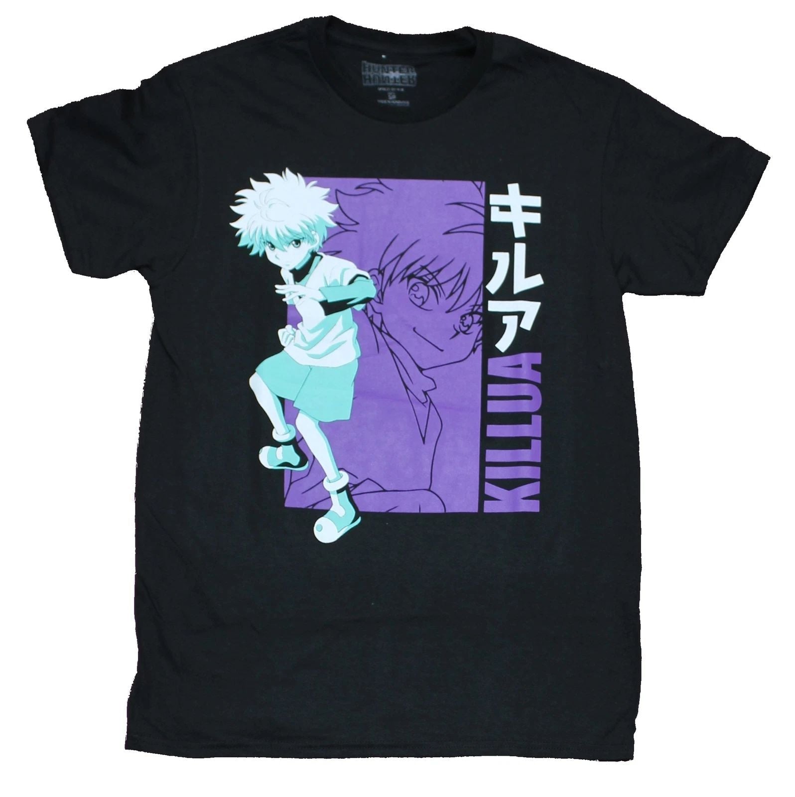 Hunter X Hunter Mens T-Shirt -Killua Purple Aqua Box Stance Unisex T-shirt, Sweatshirt, Hoodie, Long Sleeve Tee - T-Shirt, Sweatshirt, Hoodie