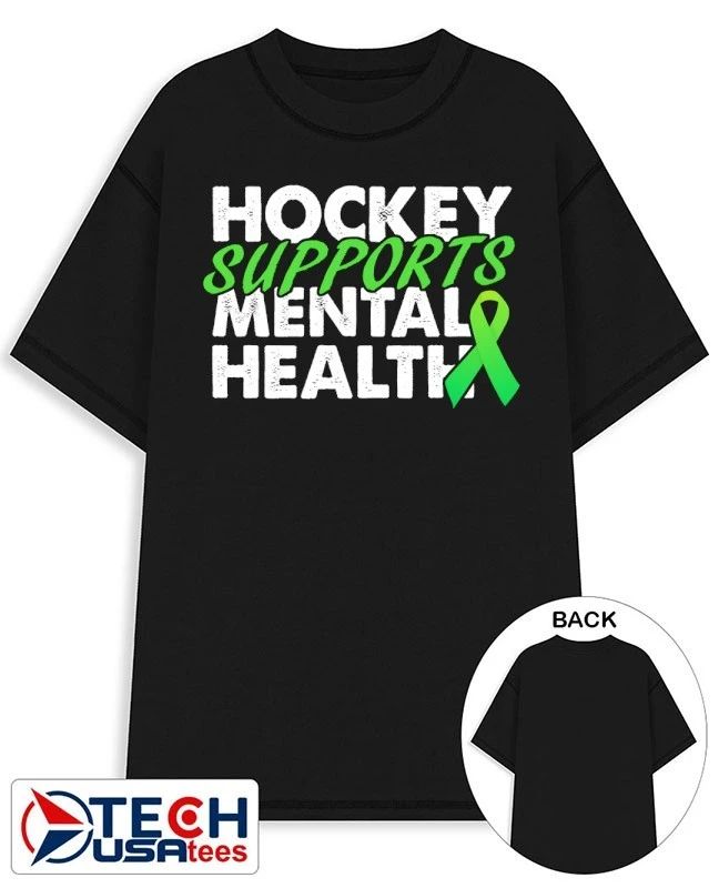 Hockey Supports Mental Health cancer shirt Unisex T-shirt, Sweatshirt, Hoodie, Long Sleeve Tee - T-Shirt, Sweatshirt, Hoodie