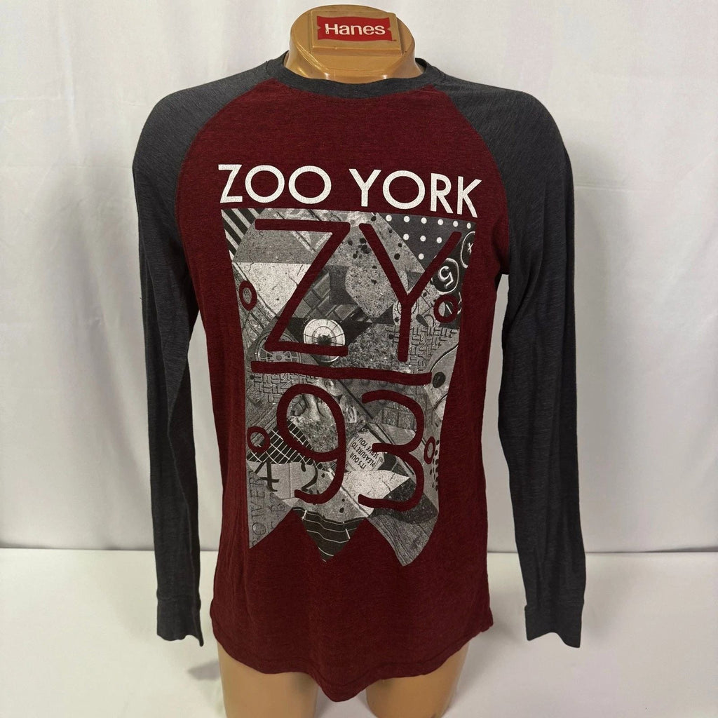 Zoo York Mens Graphic Long Sleeve T Shirt Maroon Gray Raglan Tee Unisex T-shirt, Sweatshirt, Hoodie, Long Sleeve Tee - T-Shirt, Sweatshirt, Hoodie