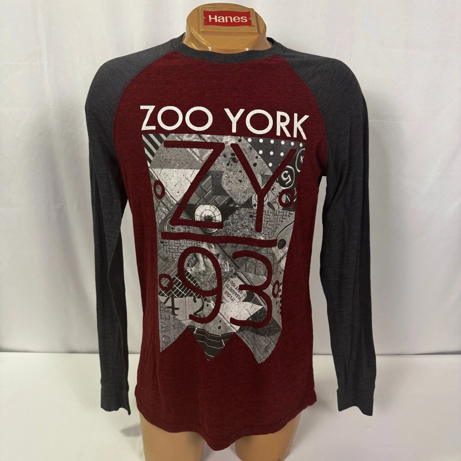 Zoo York Mens Graphic Long Sleeve T Shirt Maroon Gray Raglan Tee Unisex T-shirt, Sweatshirt, Hoodie, Long Sleeve Tee - T-Shirt, Sweatshirt, Hoodie