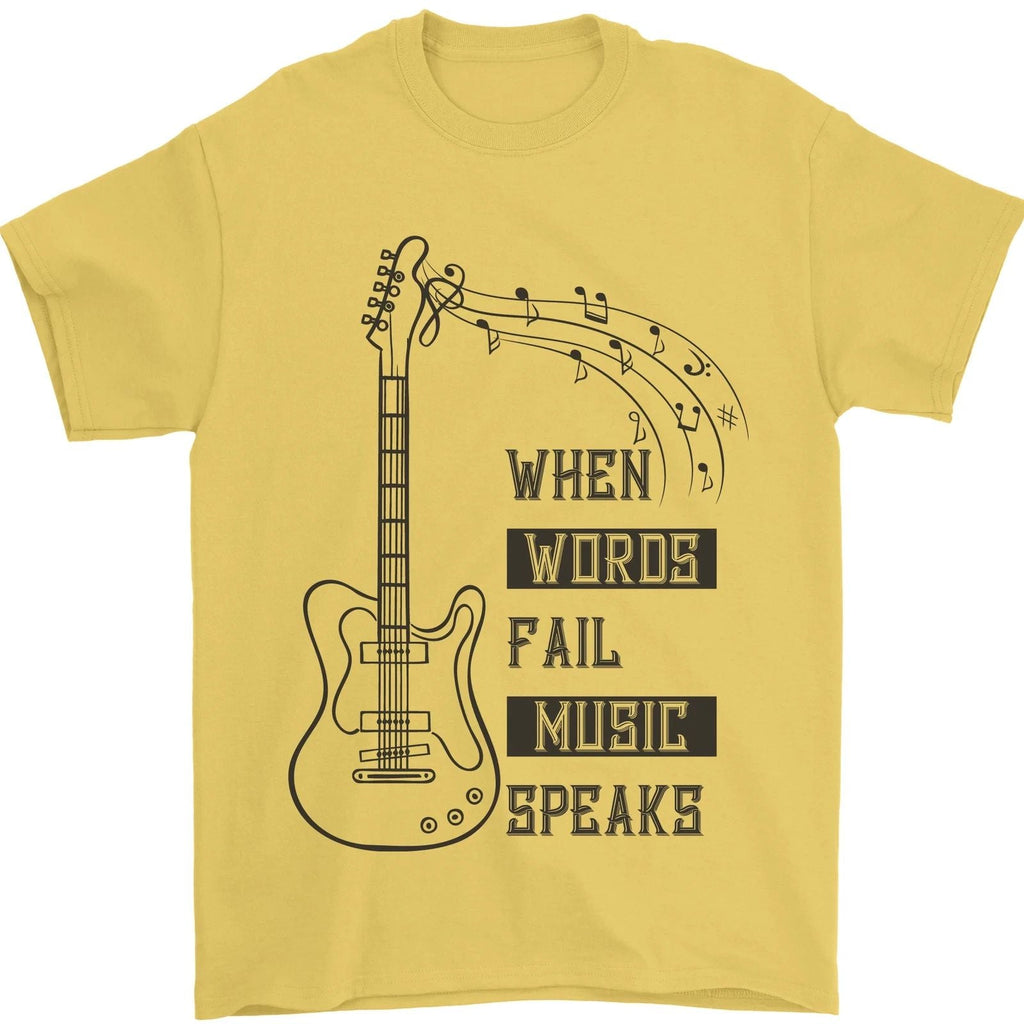Guitar When Words Fail Music Speaks Mens T-Shirt 100% Cotton Unisex T-shirt, Sweatshirt, Hoodie, Long Sleeve Tee - T-Shirt, Sweatshirt, Hoodie