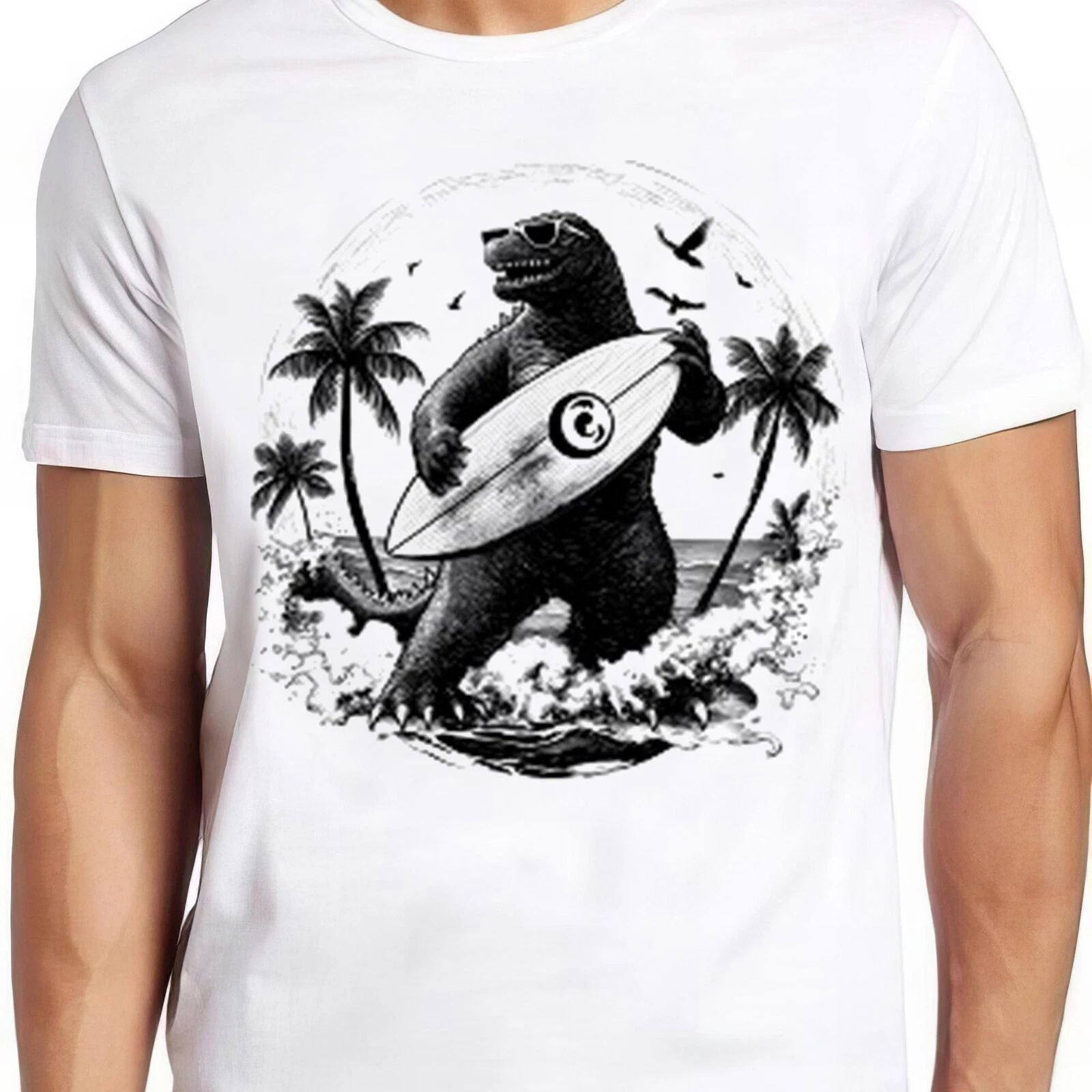 Dinosaur Surfing Surfboard Surfer Hawaii Hilarious Witty Humor Funny Meme Gift T Unisex T-shirt, Sweatshirt, Hoodie, Long Sleeve Tee - T-Shirt, Sweatshirt, Hoodie