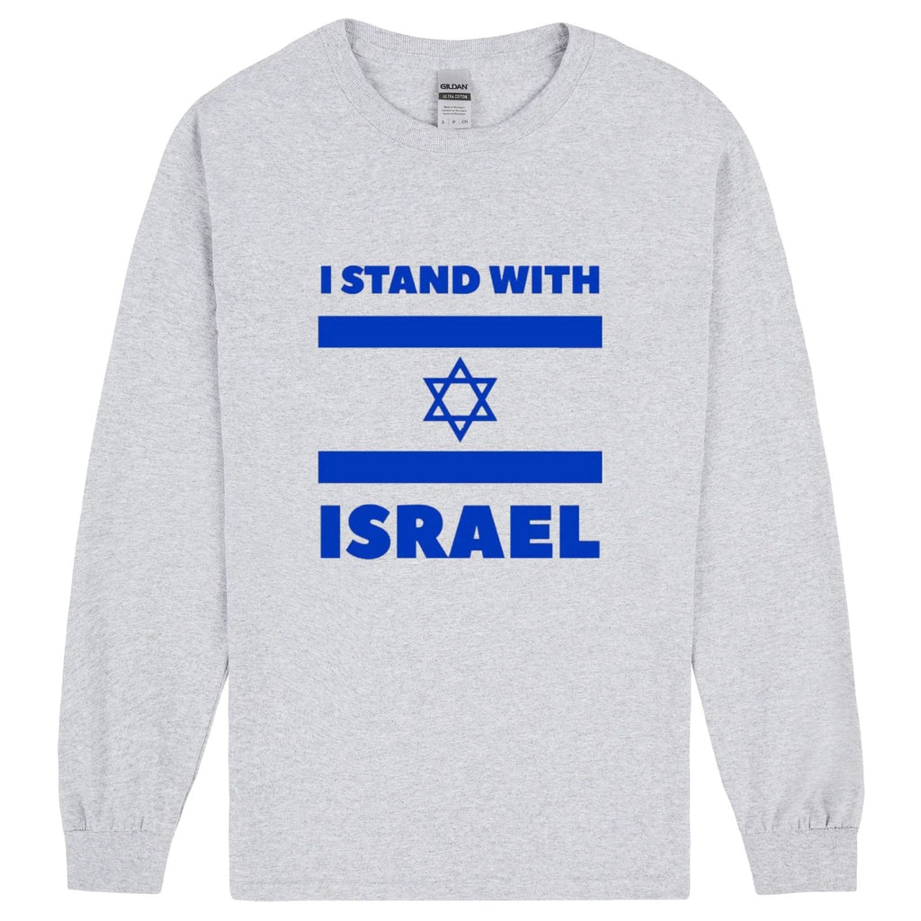I stand with Israel Flag Star Political Long Sleeve T Shirt Grey Mens Tee Top Unisex T-shirt, Sweatshirt, Hoodie, Long Sleeve Tee - T-Shirt, Sweatshirt, Hoodie