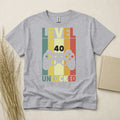 Level 40 Unlocked 40th Birthday T Shirt Custom Year Gift Gildan Heavy Cotton Tee Unisex T-shirt, Sweatshirt, Hoodie, Long Sleeve Tee - T-Shirt, Sweatshirt, Hoodie