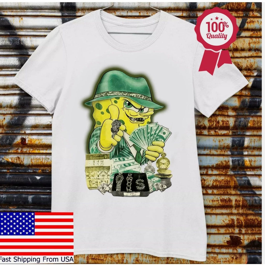 HOT Gangster SpongeBob Shirt Made In USA Vintage Retro T-shirt Unisex T-shirt, Sweatshirt, Hoodie, Long Sleeve Tee - T-Shirt, Sweatshirt, Hoodie