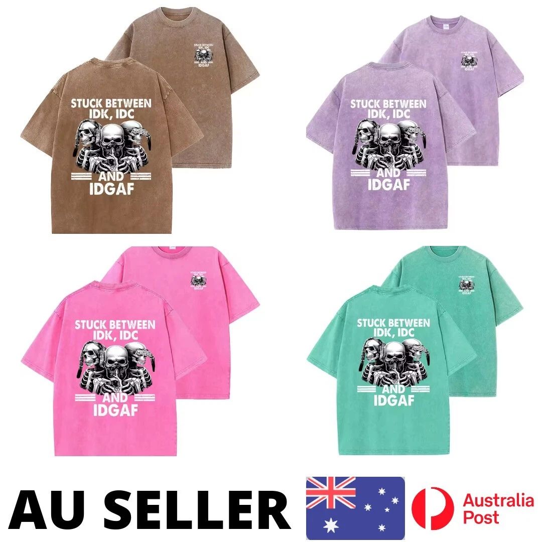 TrendySkullPrint Man  T-Shirts Summer Vintage Washed Cotton Tees - AU Stock Unisex T-shirt, Sweatshirt, Hoodie, Long Sleeve Tee - T-Shirt, Sweatshirt, Hoodie
