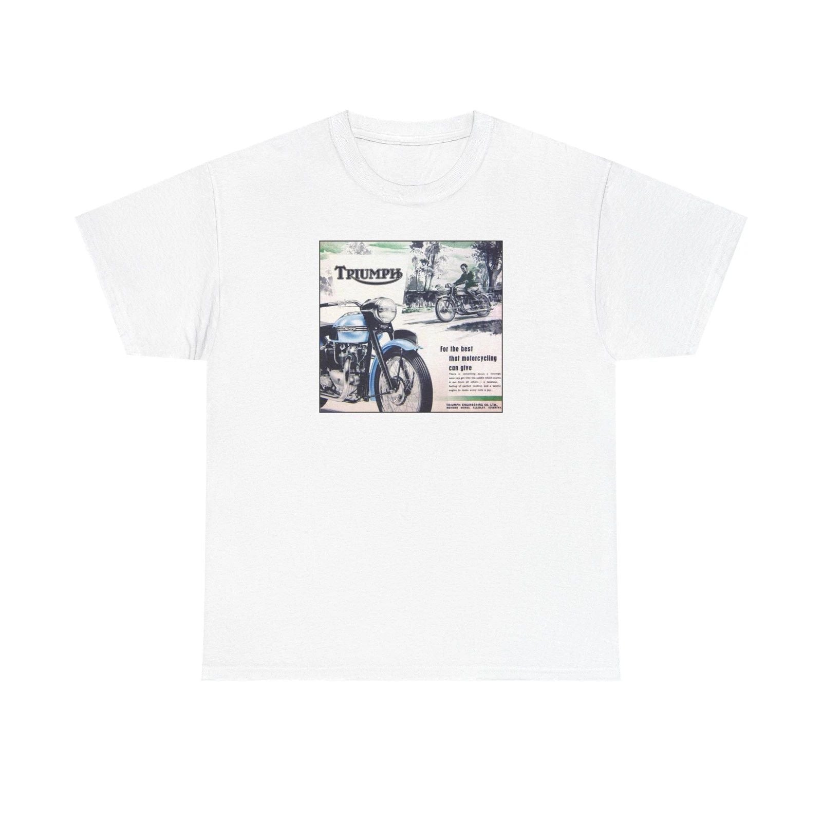 Vintage Triumph Motorcycle Tee | Retro Bike Advertisement Graphic Unisex T-shirt, Sweatshirt, Hoodie, Long Sleeve Tee - T-Shirt, Sweatshirt, Hoodie