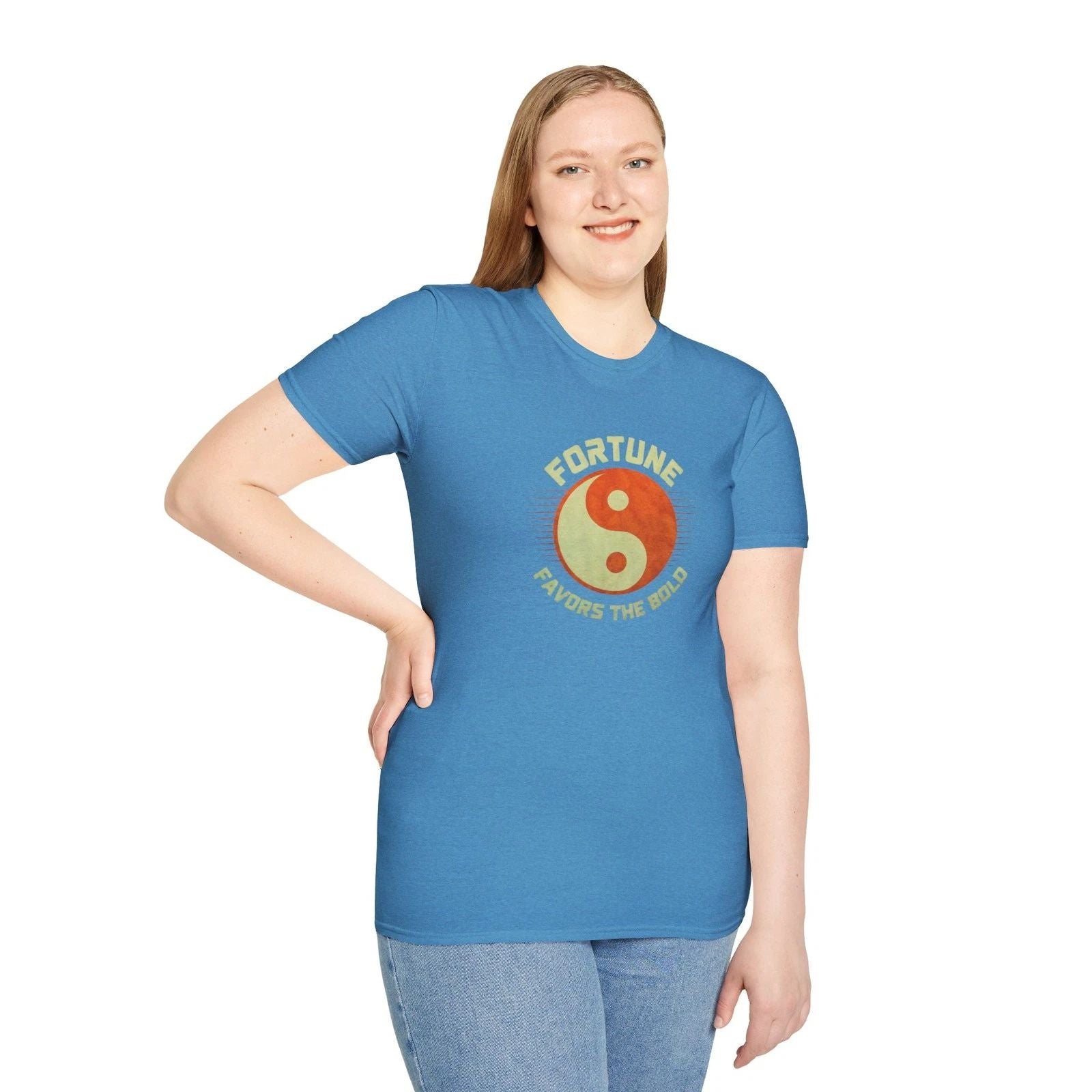 FORTUNE FAVORS THE BOLD - YIN YANG SYMBOL - Modern Urban Streetwear Burnt Orange Unisex T-shirt, Sweatshirt, Hoodie, Long Sleeve Tee - T-Shirt, Sweatshirt, Hoodie